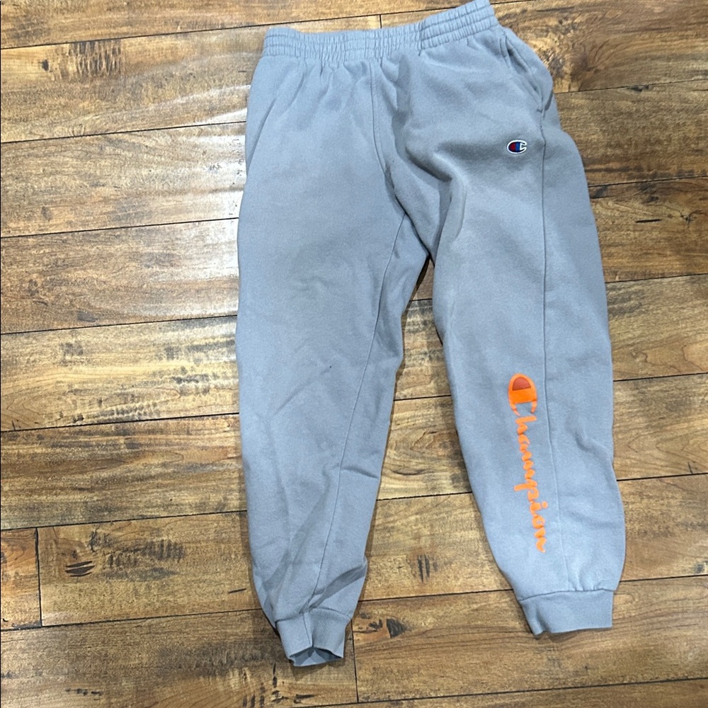 Champion Kids Gray Joggers with Orange Logo